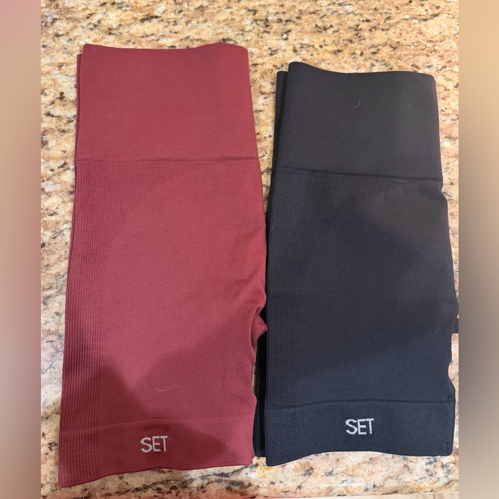SET Active BUNDLE Women's Black and Maroon Bike Shorts - Picture 5 of 6